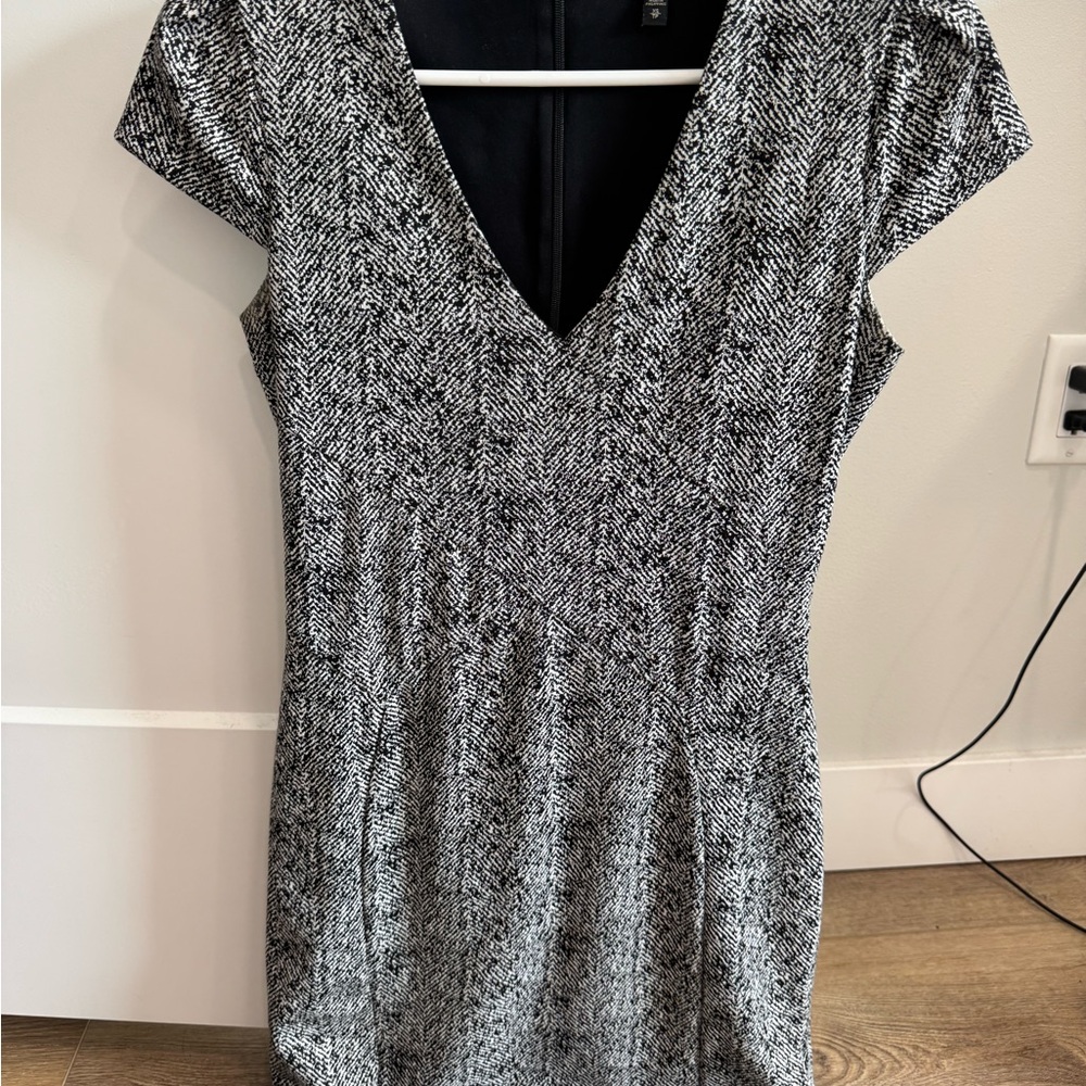 Express Black and White V-Neck Dress